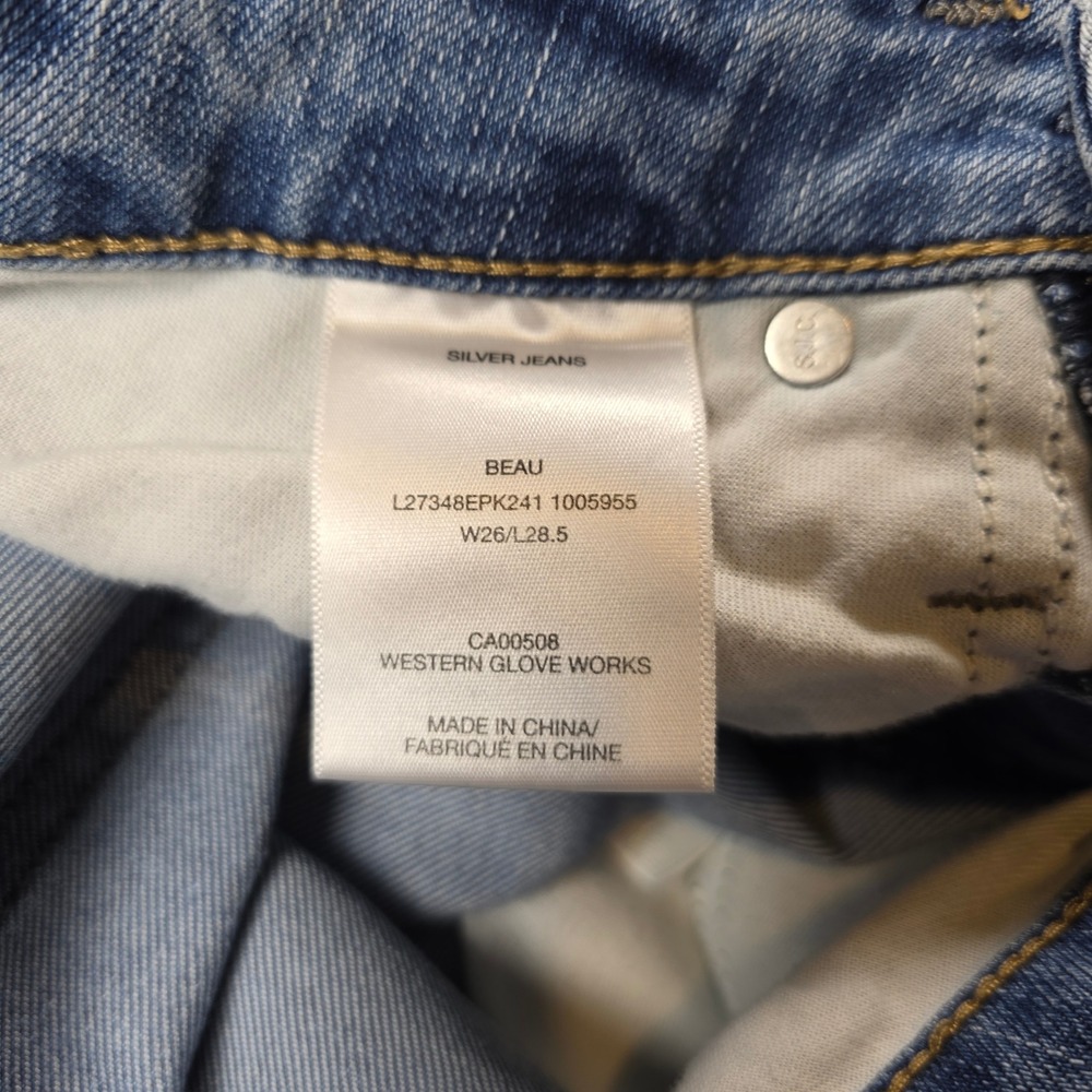 Silver Jeans Co Beau Slim Boyfriend Mid Rise Distressed Blue Jeans W26 L28.5 - Picture 3 of 9